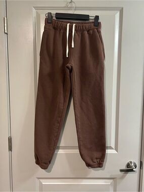 Parachute Brown Fleece Joggers with White Drawstring